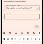 Giao diện tính năng khóa từ xa Android 16 với câu hỏi bảo mật bổ sung