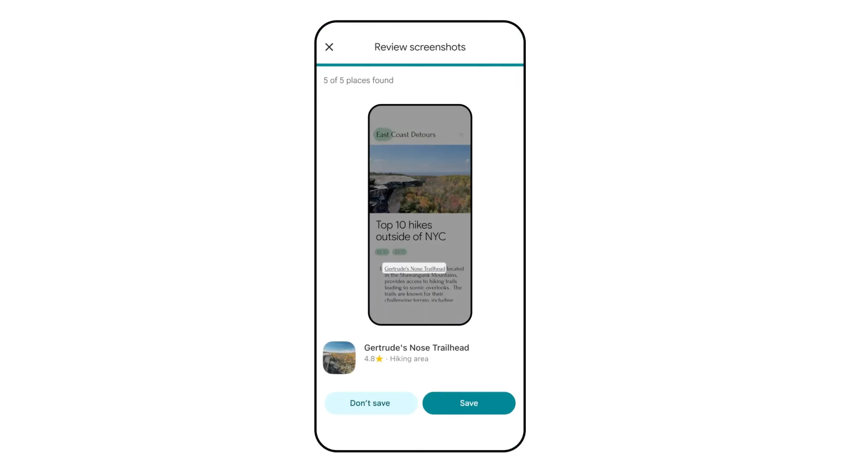 Giao diện tính năng xem lại và lưu ảnh chụp màn hình du lịch trên Google Maps