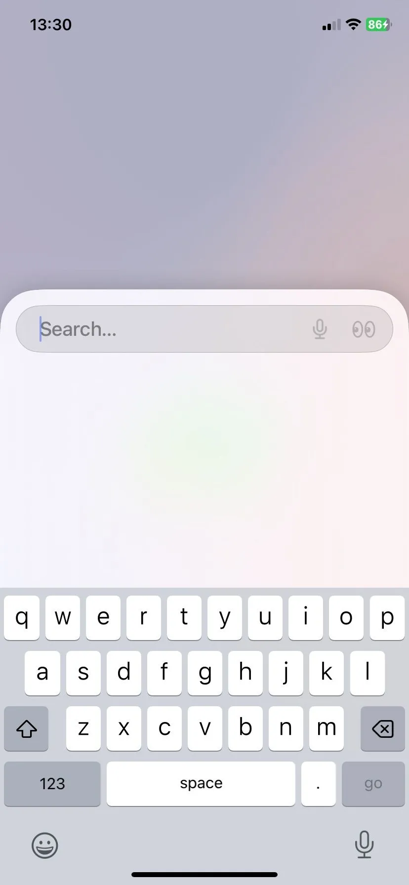 Giao diện tối giản của Arc browser trên iPhone với trường URL và tìm kiếm