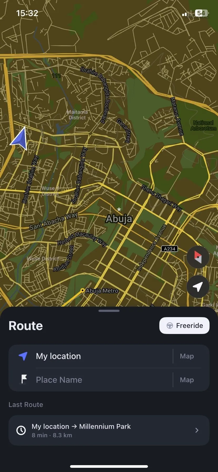 Giao diện trang chủ của ứng dụng MAPS.ME