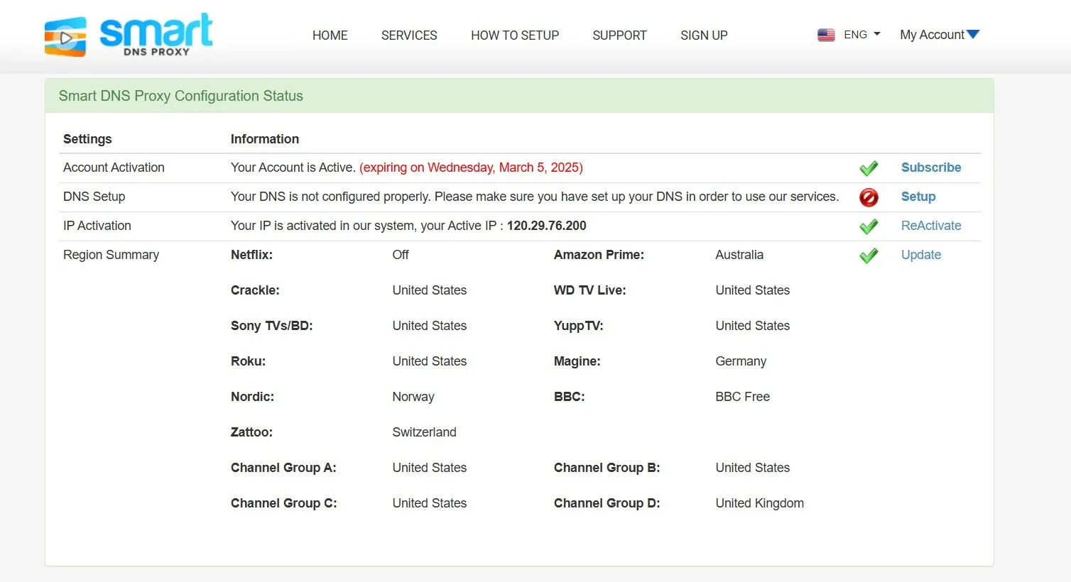 Giao diện trang đăng ký tài khoản Smart DNS Proxy, bắt đầu quá trình thiết lập dịch vụ.