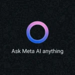Giao diện trò chuyện Meta AI trống trải trên WhatsApp, minh họa sự xuất hiện của nút AI mới.