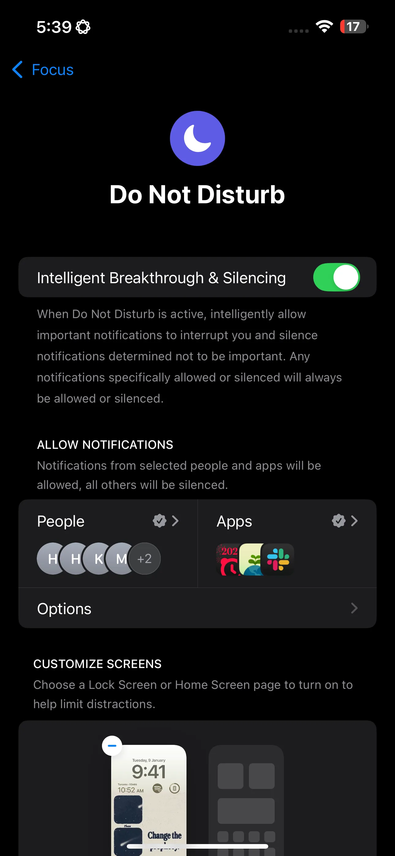 Giao diện tùy chỉnh chế độ Không Làm Phiền trên iPhone