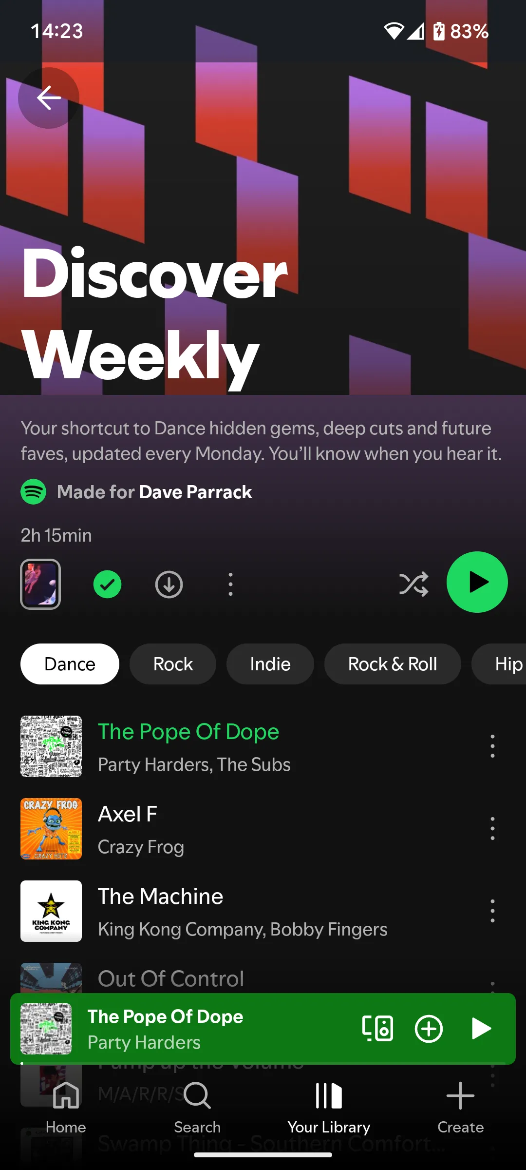 Giao diện tùy chỉnh thể loại Discover Weekly trên Spotify