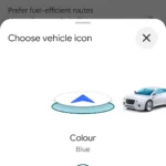 Giao diện tùy chọn biểu tượng xe và các mẫu xe mới trên Google Maps