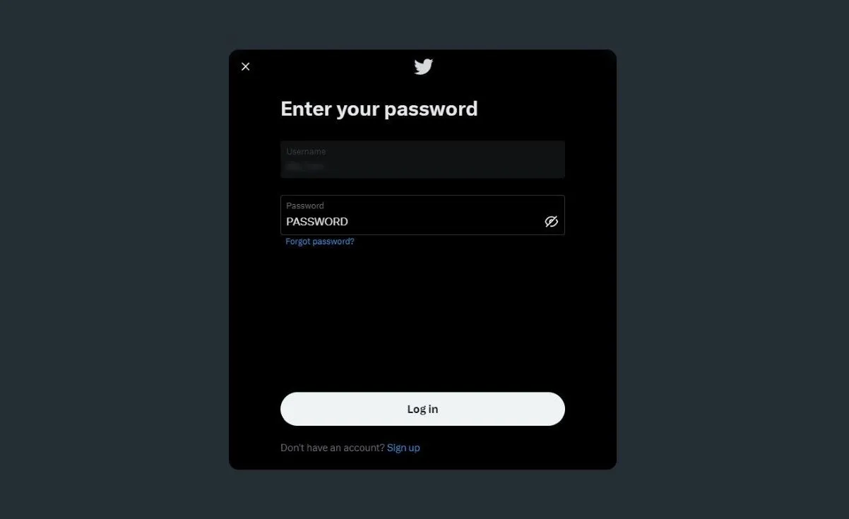 Giao diện Twitter cảnh báo mật khẩu yếu
