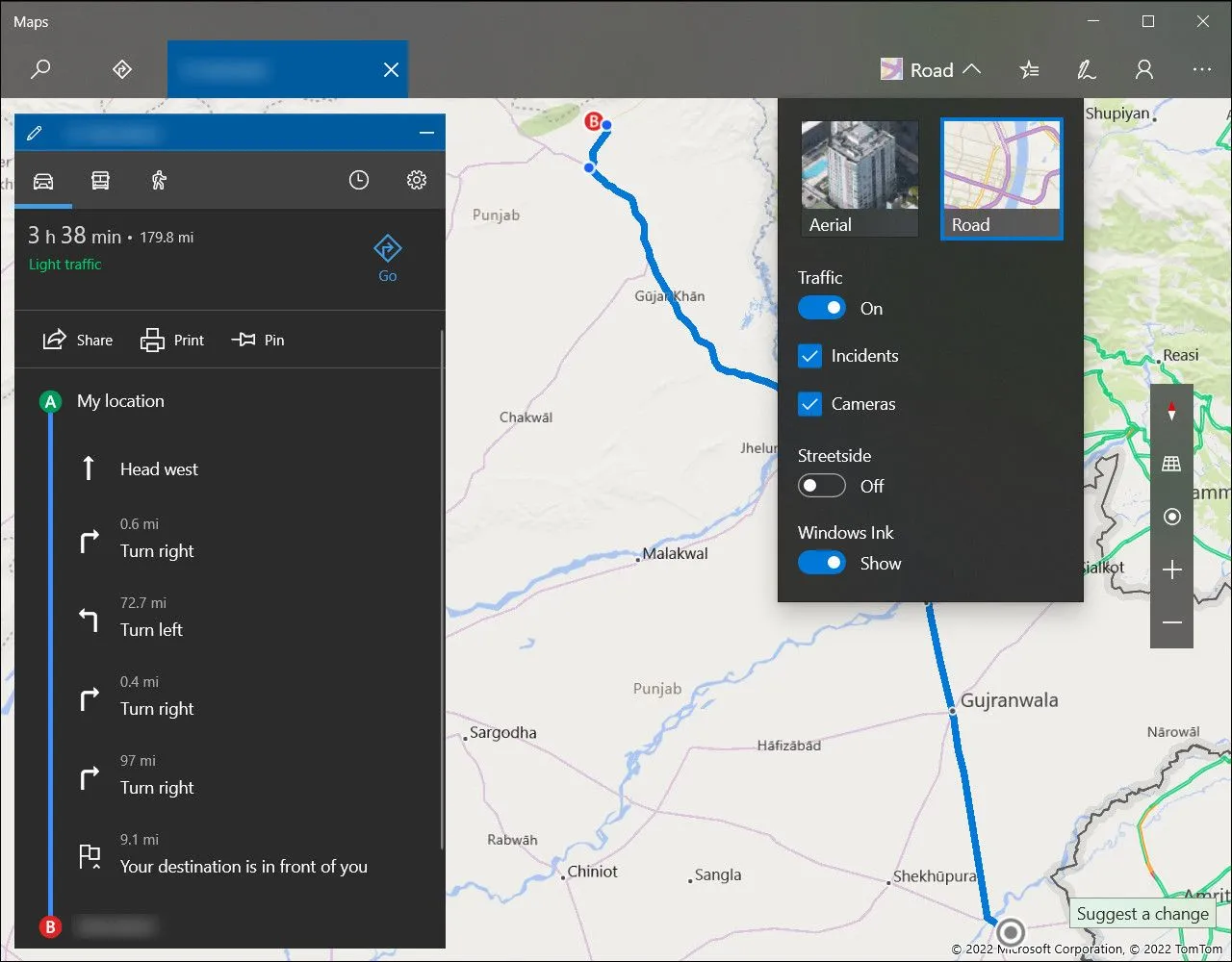 Giao diện ứng dụng Bản đồ (Maps) mặc định của Windows, thường ít được sử dụng hơn các lựa chọn thay thế.