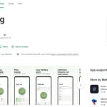 Giao diện ứng dụng Moto Tag trên Google Play Store hiển thị tùy chọn cập nhật và các tính năng định vị.