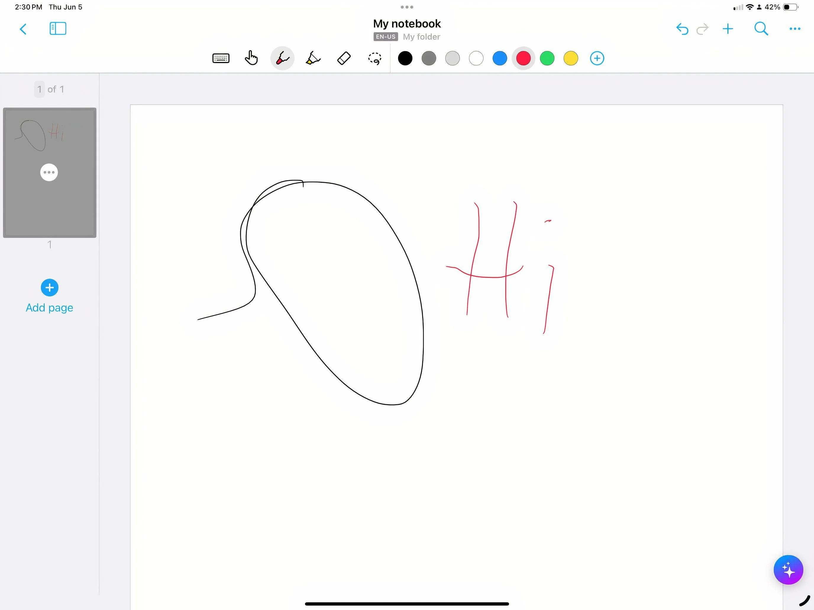 Giao diện ứng dụng Nebo trên iPad hỗ trợ viết tay và chuyển đổi văn bản