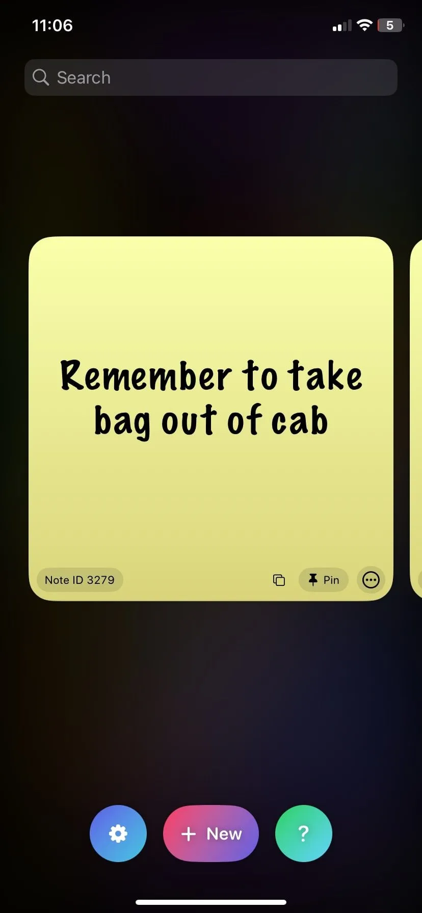 Giao diện ứng dụng Sticky Widgets để tạo và chỉnh sửa ghi chú.