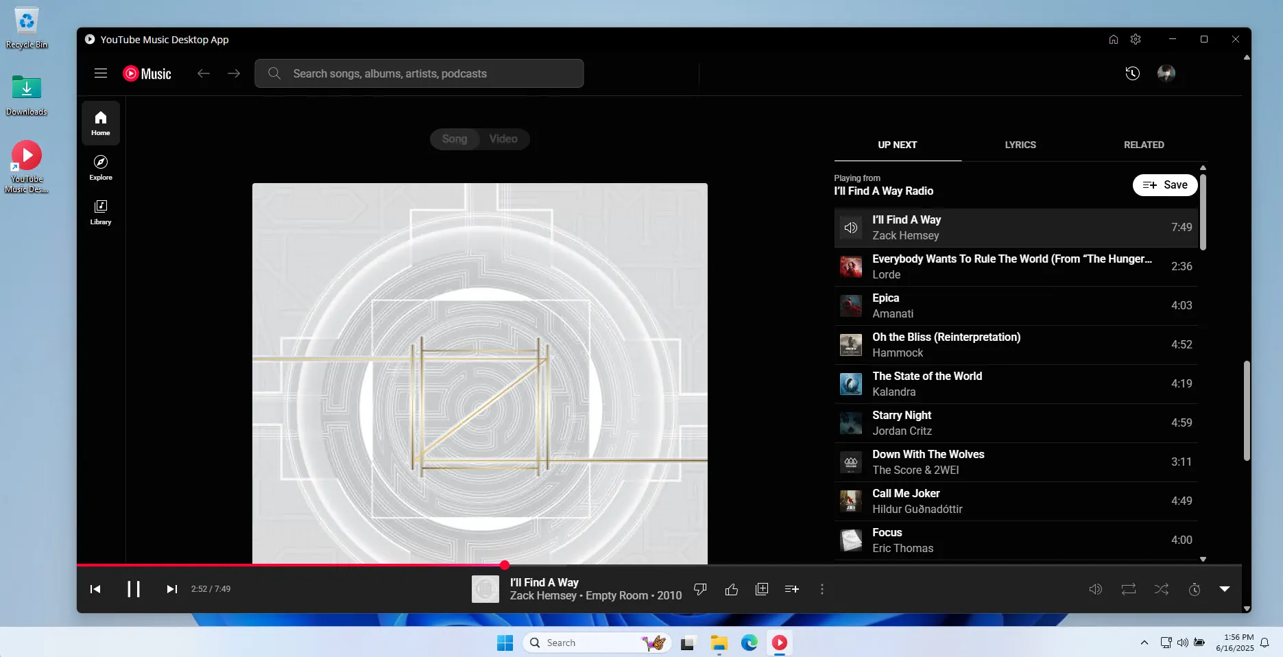 Giao diện ứng dụng YTMDesktop tối giản, tích hợp YouTube Music gọn gàng trên máy tính