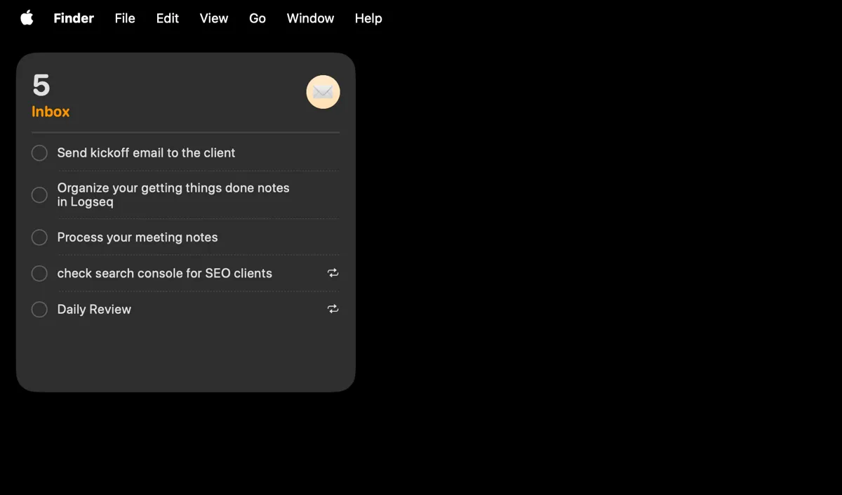 Giao diện và tính năng của widget Apple Reminders trên màn hình desktop macOS