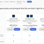 Giao diện website Adobe hiển thị thông tin về Gói Adobe Photography Plan