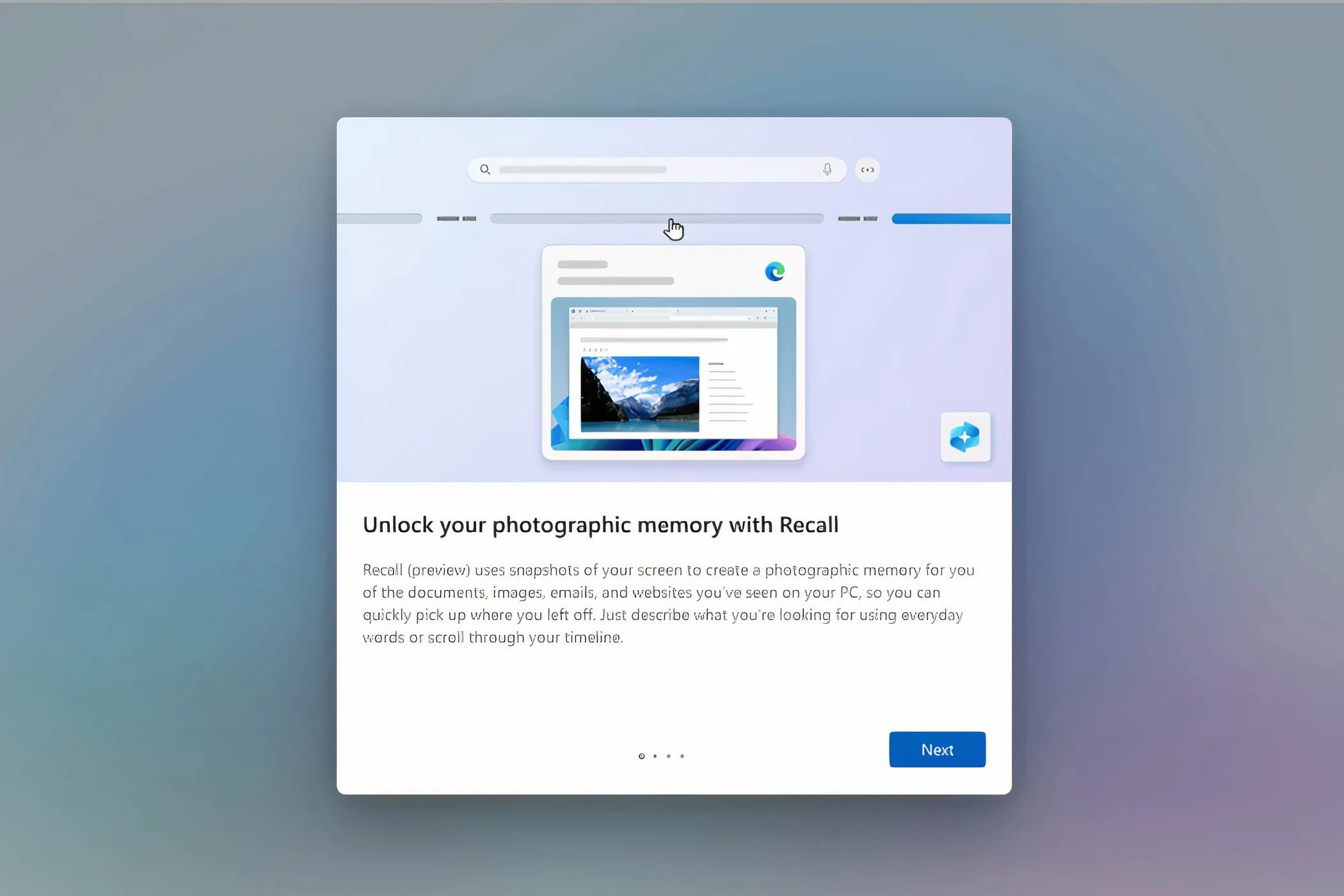 Giao diện Windows 11 hiển thị tính năng Recall mới