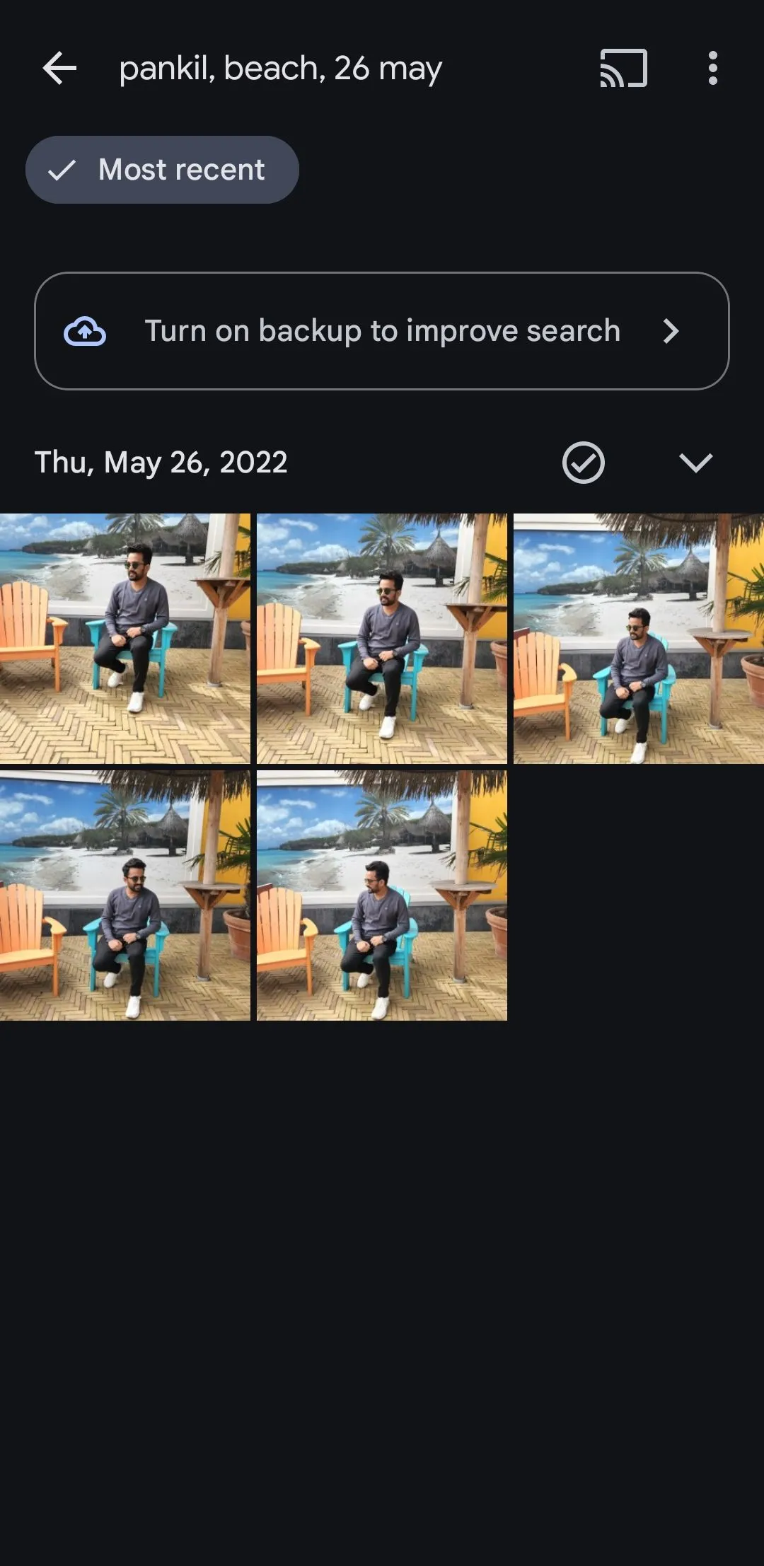 Google Photos kết hợp nhiều bộ lọc (đối tượng, năm, vị trí) để tinh chỉnh kết quả tìm kiếm ảnh