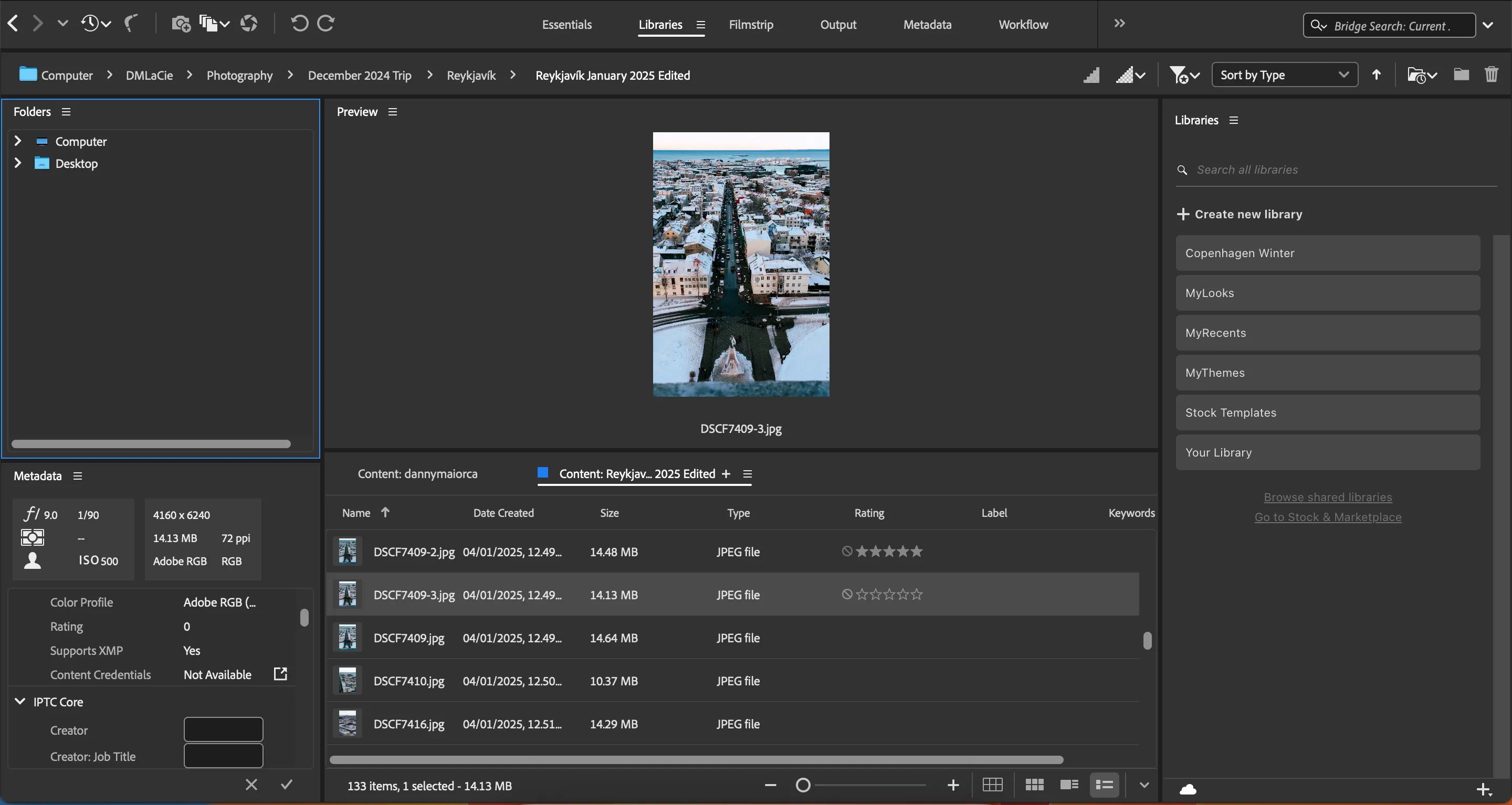 Hệ thống đánh giá sao trong Adobe Bridge để quản lý ảnh