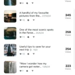 Hiển thị danh sách các video Reels của Instagram trong giao diện ứng dụng Edits, minh họa khả năng quản lý nội dung trực tiếp