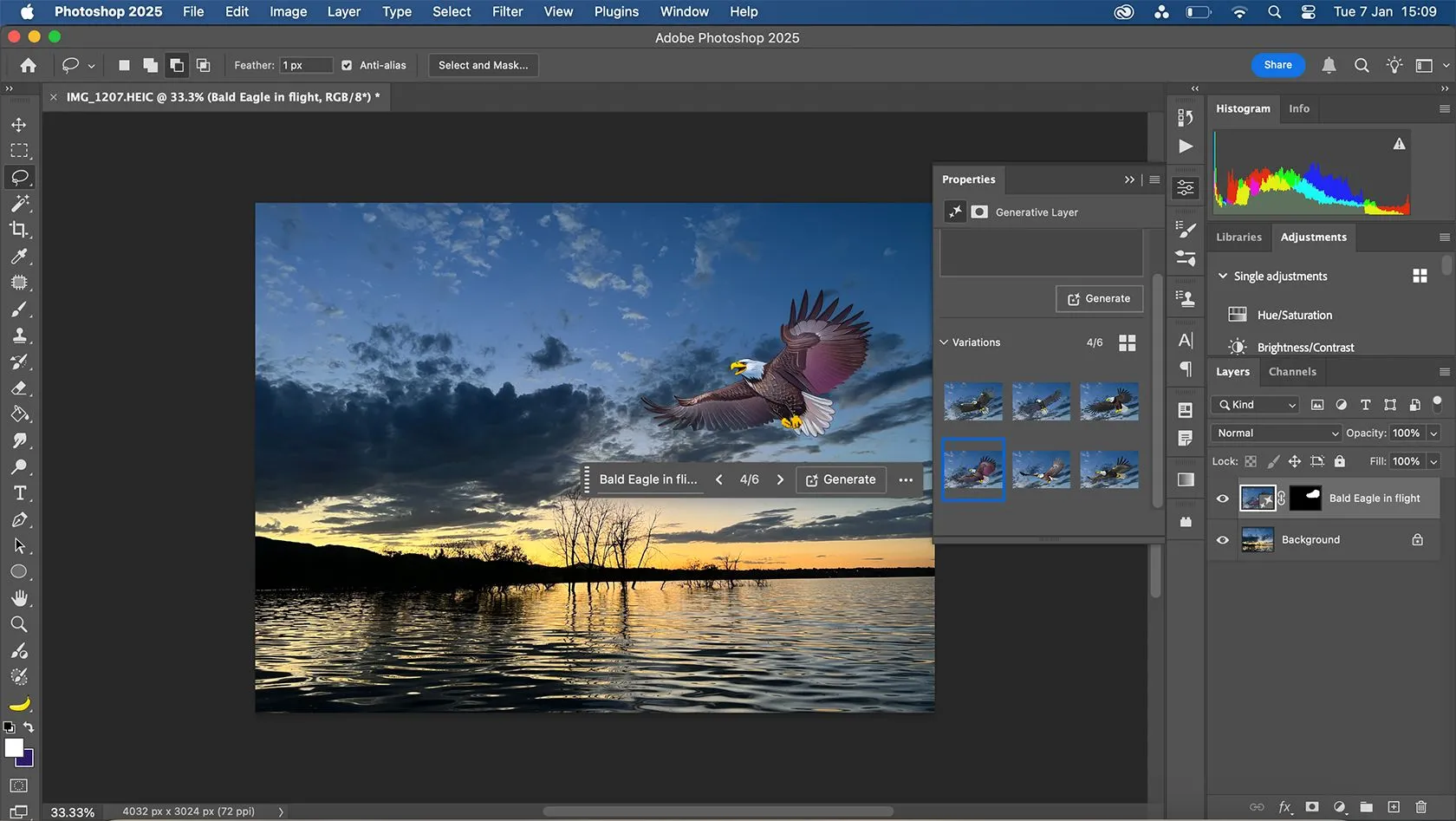 Hình ảnh đại bàng hói được tạo ra bằng tính năng Generative AI của Photoshop