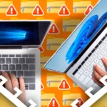 Hình ảnh hai laptop chạy Windows 10 và Windows 11 cùng biểu tượng tệp ZIP lỗi, minh họa rủi ro dữ liệu hỏng trong quá trình sao lưu và tầm quan trọng của việc kiểm tra backup.