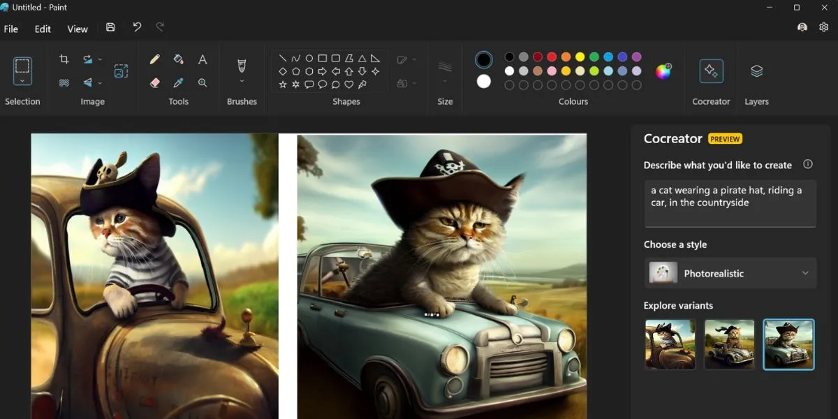 Hình ảnh minh họa tính năng Cocreator trong Paint, một công cụ AI mạnh mẽ trên Copilot+ PC