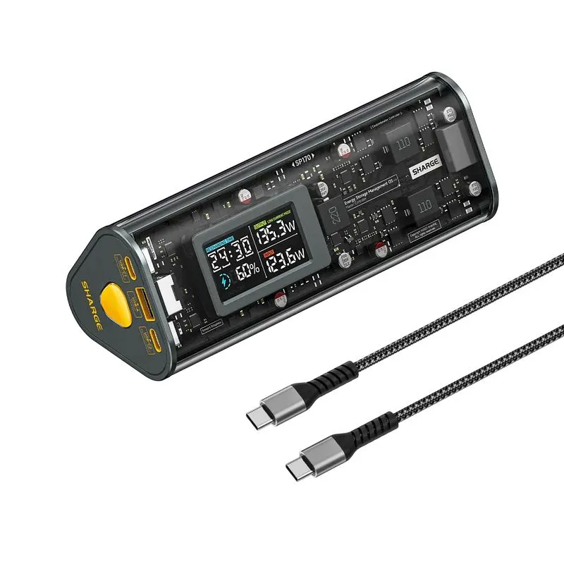 Hình ảnh pin sạc dự phòng Shargeek 170 với thiết kế trong suốt hiển thị linh kiện bên trong
