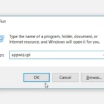 Hộp thoại Run mở công cụ Chương trình và Tính năng trên Windows với lệnh appwiz.cpl