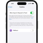 Hộp thoại yêu cầu theo dõi hoạt động ứng dụng trên iPhone, minh họa kiểm soát quyền riêng tư.