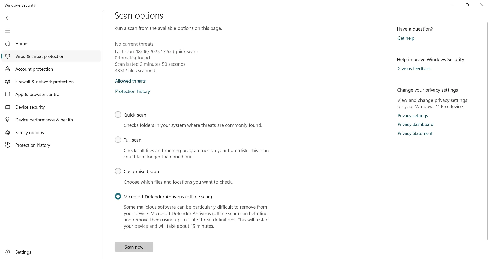 Hướng dẫn chạy quét ngoại tuyến Microsoft Defender để loại bỏ malware ẩn sâu