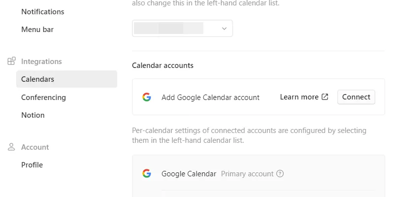 Hướng dẫn kết nối tài khoản Google Calendar với Notion Calendar