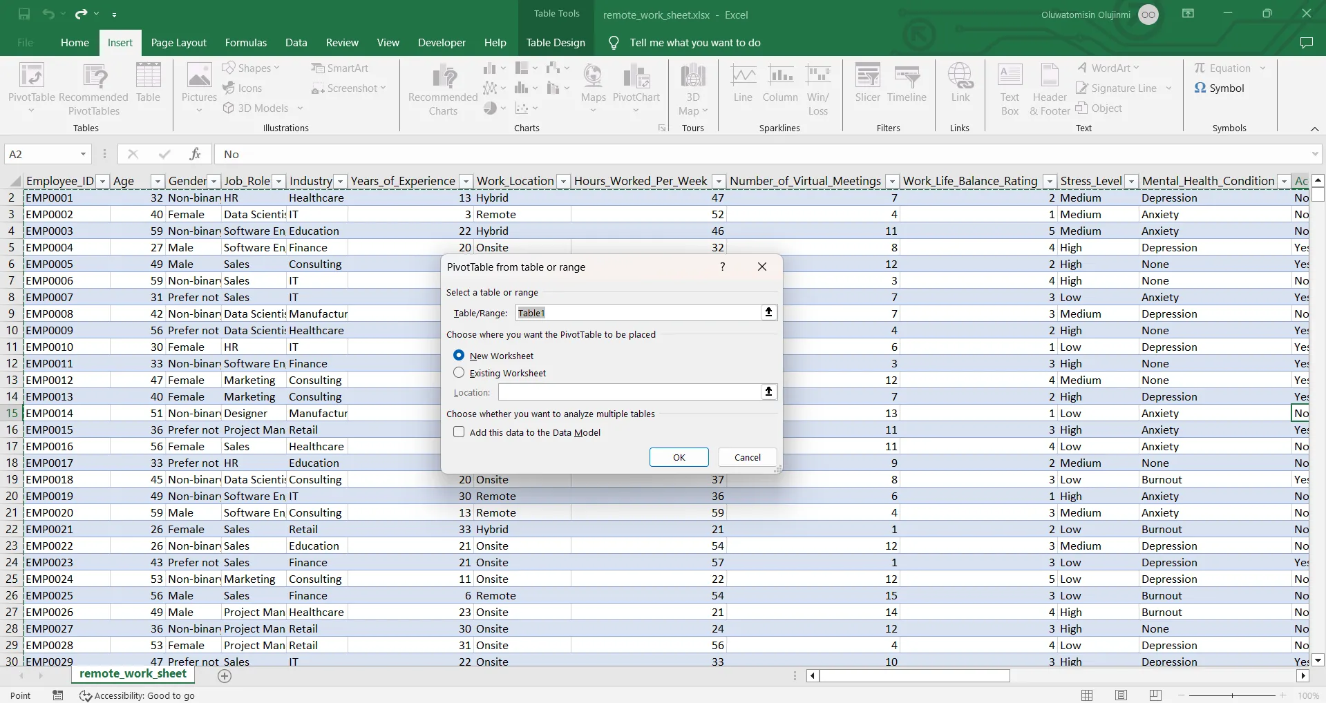 Hướng dẫn tạo Pivot Table trong Excel để phân tích dữ liệu lớn