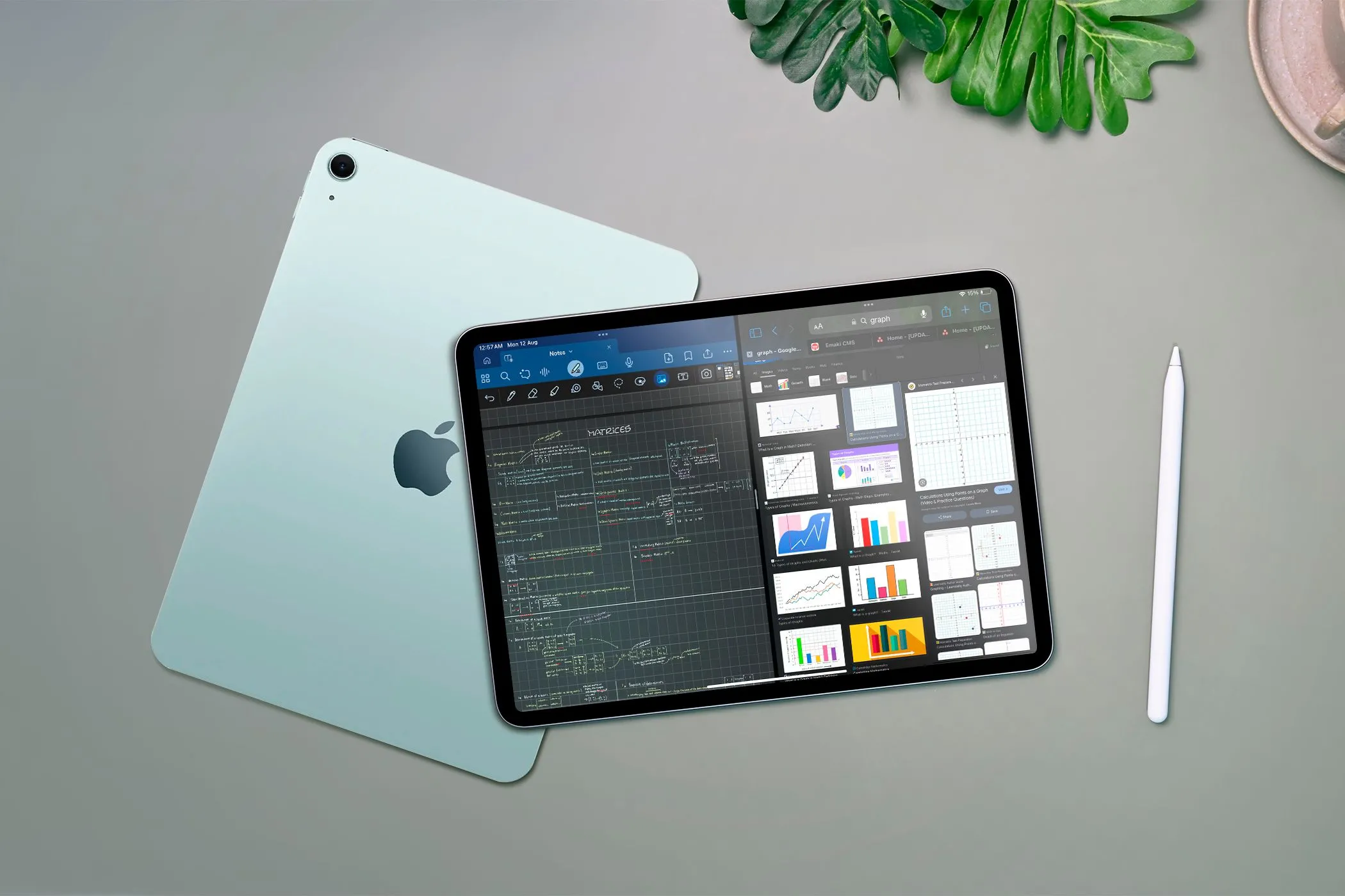 iPad hiển thị chế độ đa nhiệm chia đôi màn hình với hai ứng dụng