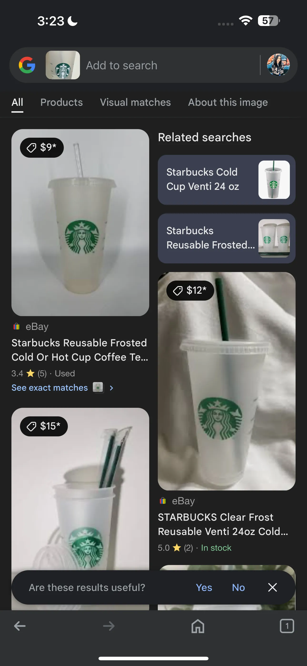 Kết quả khớp hình ảnh hiển thị trong Google Lens