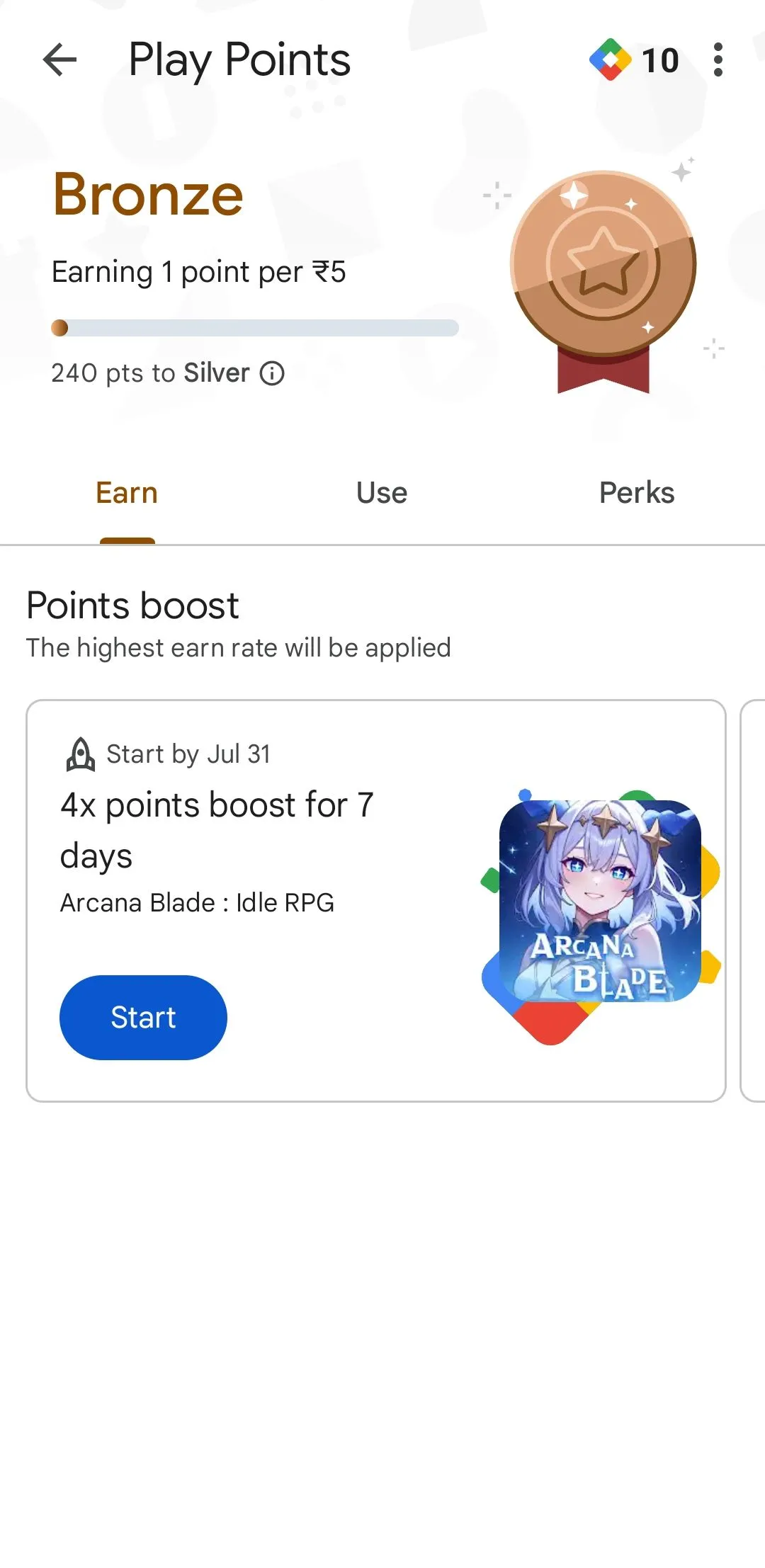 Khu vực tích điểm Google Play Points trong ứng dụng Play Store