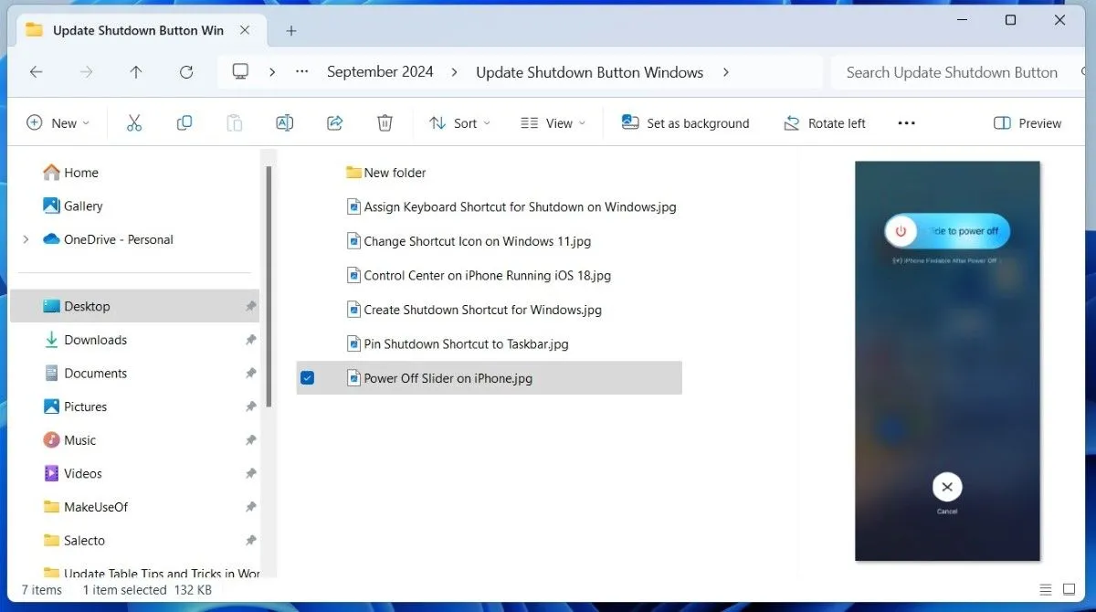 Khung xem trước (Preview Pane) hiển thị nội dung của tệp hình ảnh trong File Explorer Windows 11