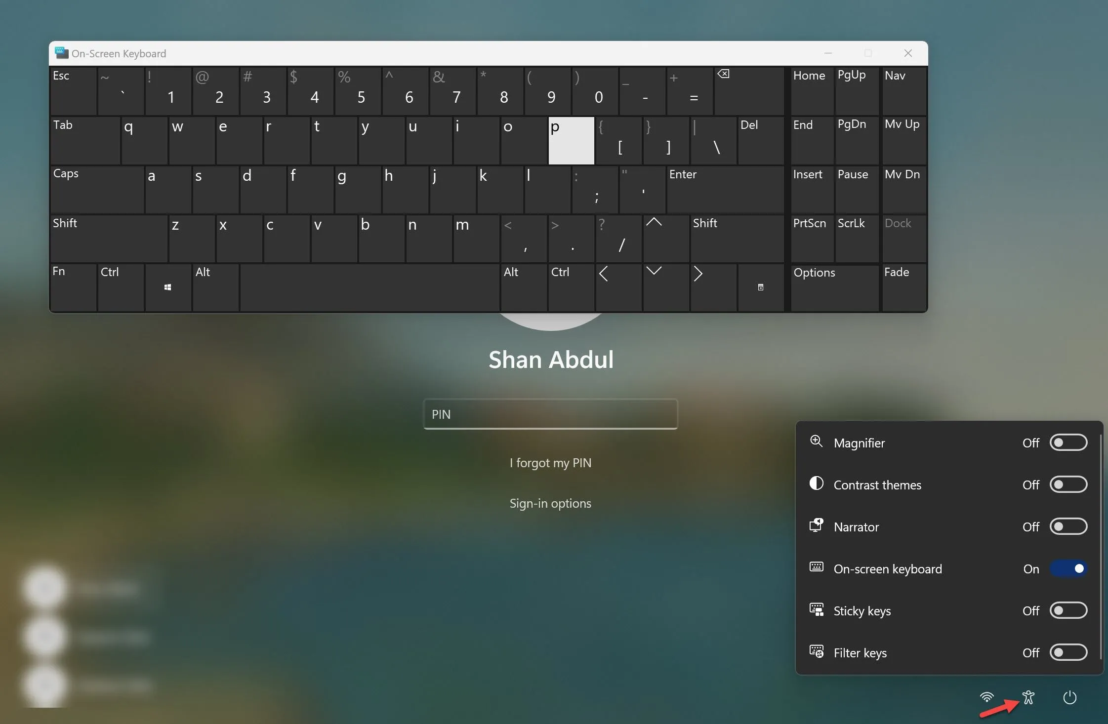 Kích hoạt Bàn phím ảo từ cài đặt Trợ năng để đăng nhập vào Windows