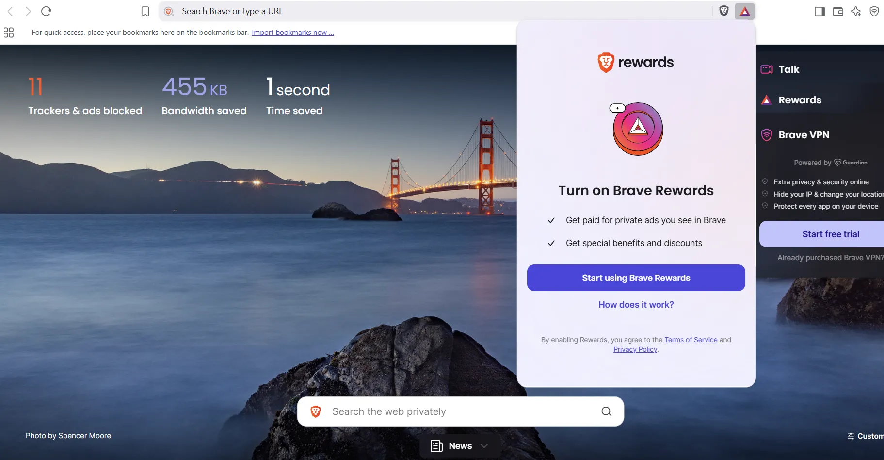 Kích hoạt tính năng Brave Rewards để nhận BAT