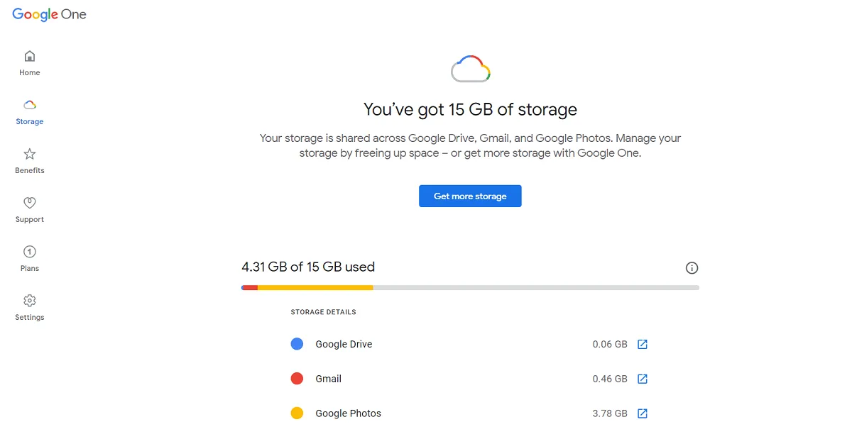 Kiểm tra dung lượng lưu trữ Google Drive, Gmail và Google Photos miễn phí