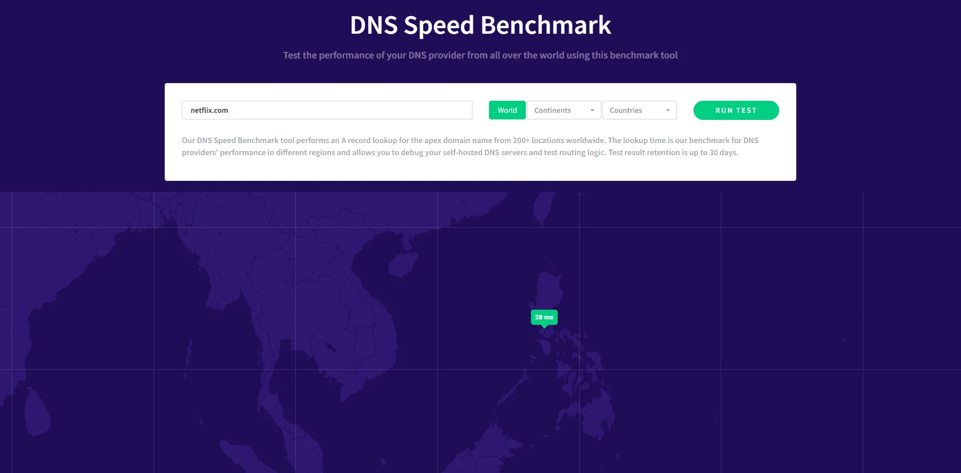 Kiểm tra tốc độ phản hồi DNS bằng Cloudflare DNS trên ứng dụng DNS Benchmark.