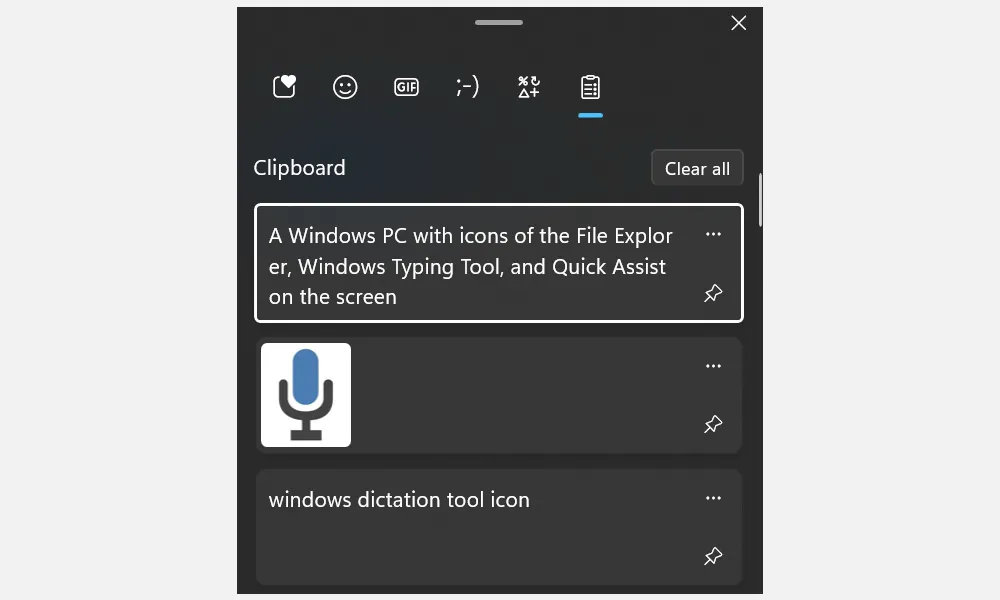 Lịch sử bảng tạm trên Windows 11 hiển thị các mục đã sao chép gần đây