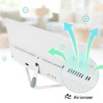 Màn hình Asus với tính năng ion hóa không khí tích hợp, hiển thị rõ luồng không khí sạch tỏa ra từ màn hình.