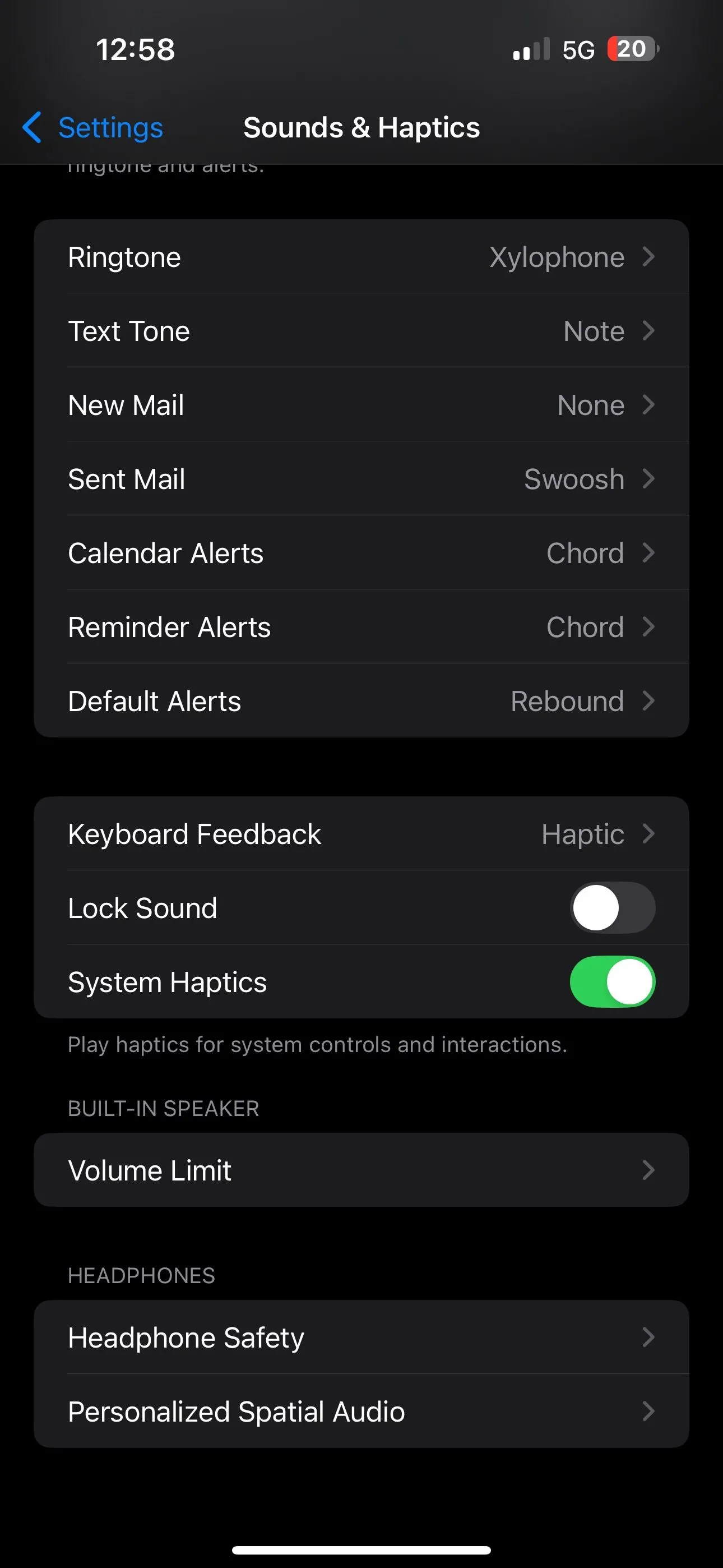 Màn hình cài đặt Giới hạn Âm lượng trên iPhone, hiển thị thanh trượt điều chỉnh mức âm lượng tối đa cho loa ngoài iOS 18.2.