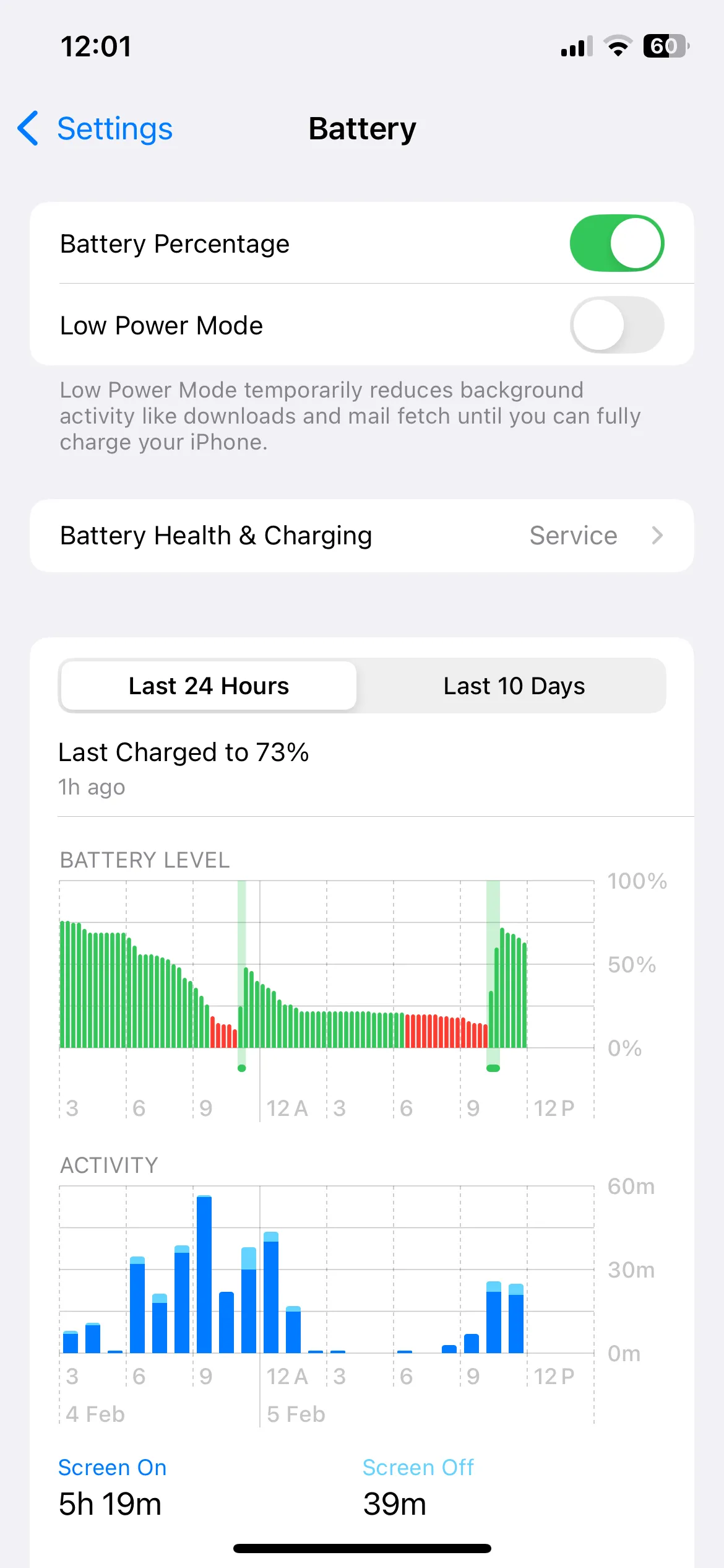 Màn hình cài đặt pin iPhone, hiển thị tùy chọn 'Chế độ nguồn điện thấp', minh họa cách tắt chế độ nguồn điện thấp để iPhone hoạt động hết công suất sau khi đã thay pin.