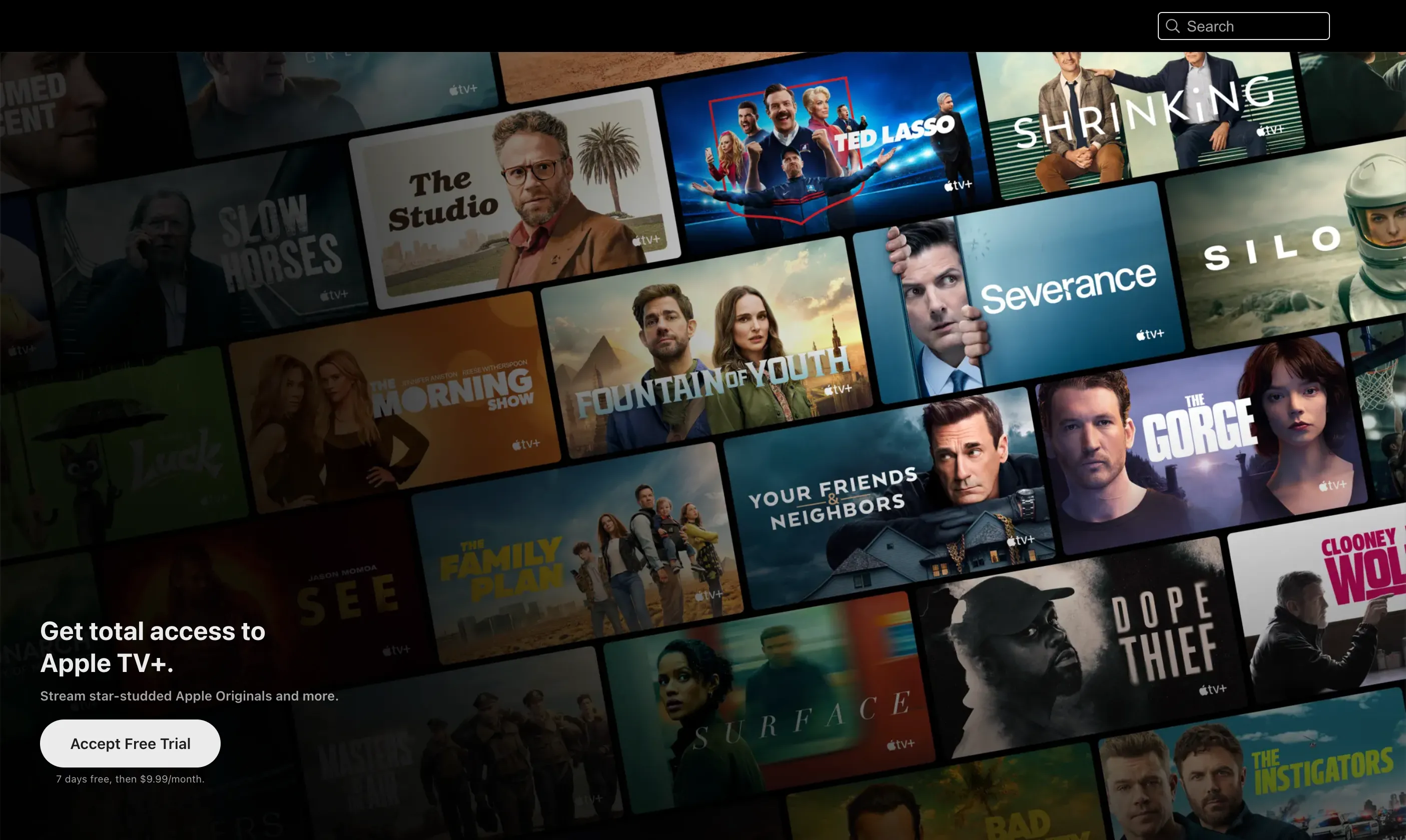 Màn hình chính Apple TV+ với các chương trình gốc độc quyền chất lượng cao