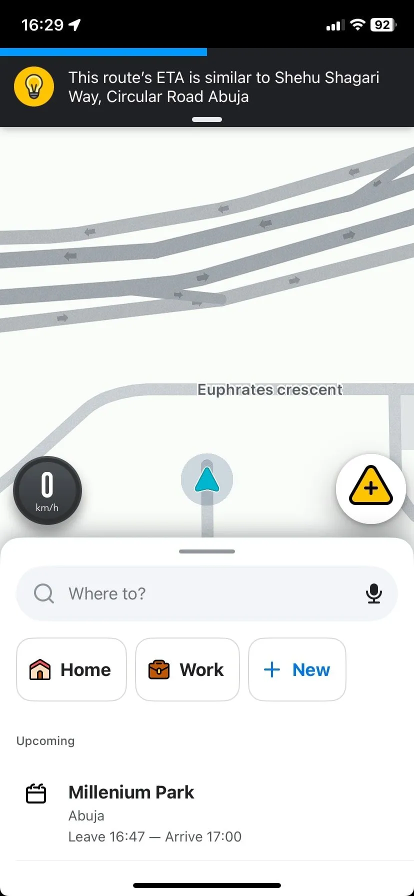 Màn hình chính bản đồ Waze