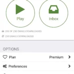 Màn hình chính của ứng dụng Speaking Email với giao diện đơn giản, hiển thị các email chờ đọc