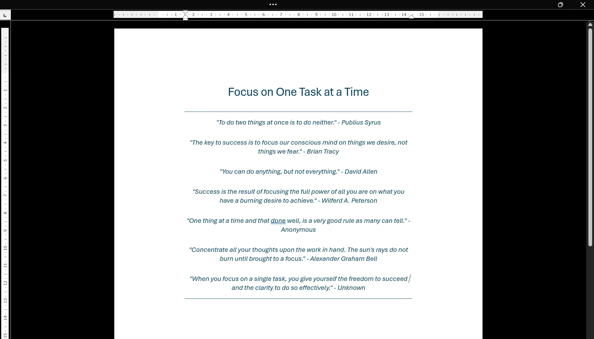 Màn hình Microsoft Word ở chế độ tập trung (Focus Mode) giúp người dùng thực hiện đơn nhiệm hiệu quả.
