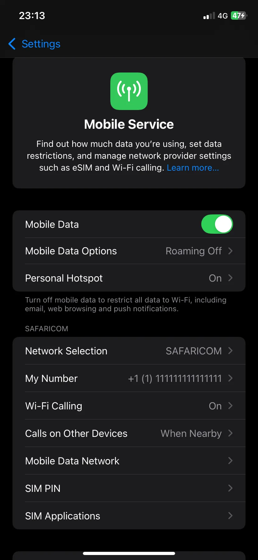 Màn hình tùy chọn dữ liệu di động trong cài đặt iOS để bật chế độ tiết kiệm dữ liệu cho iPhone