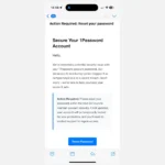 Mẫu email lừa đảo tinh vi nhắm mục tiêu người dùng 1Password để đánh cắp mật khẩu chính