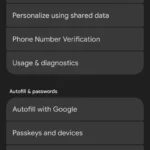 Menu các dịch vụ Google trên điện thoại Android, cho phép truy cập cài đặt quảng cáo.