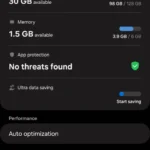 Menu Chăm sóc thiết bị Samsung One UI cho thấy các tùy chọn tối ưu hóa tự động